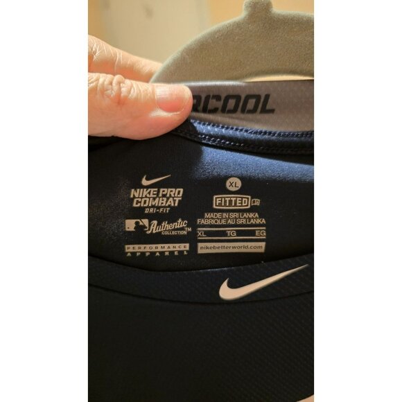 Nike Detroit Tigers Shirt Mens XL Blue Dri Fit MLB Pro Combat Baseball Shirt - Picture 5 of 8